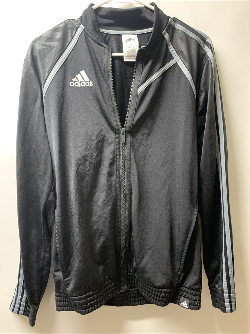 adidas Black Track Jacket with Grey Stripes